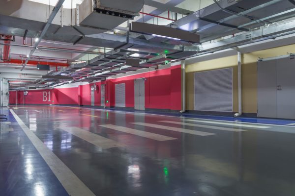 Parking garage underground interior